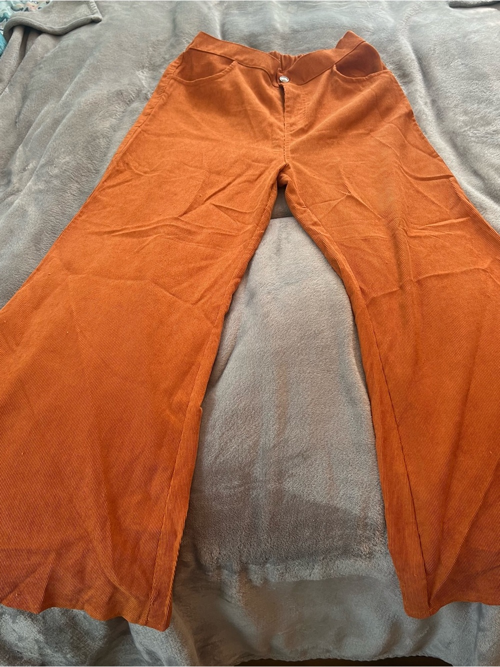 Rust Orange Wide Leg Corduroy Pants